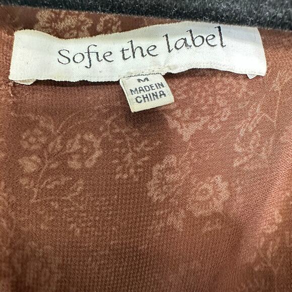 Sophie The Label Cut Out Puff Sleeve Brown floral midi dress - Picture 3 of 9